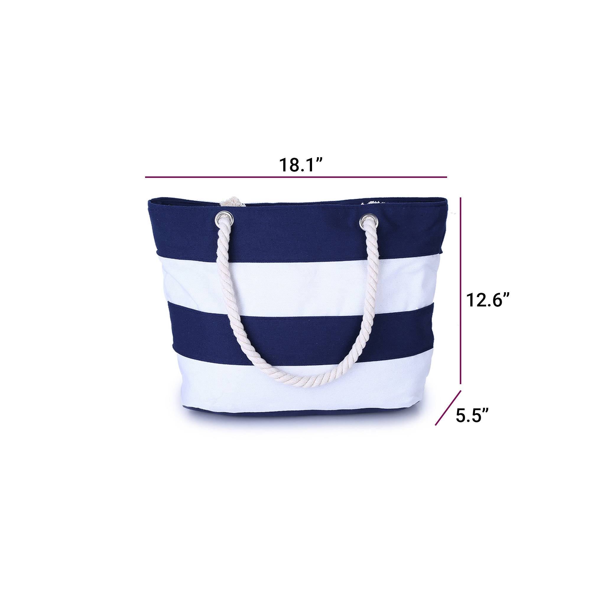 Custom Striped Canvas Tote Bag with Rope Handles