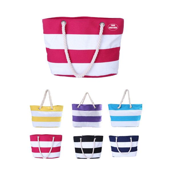 Sustainable Canvas Beach Tote with Hemp Rope Handles