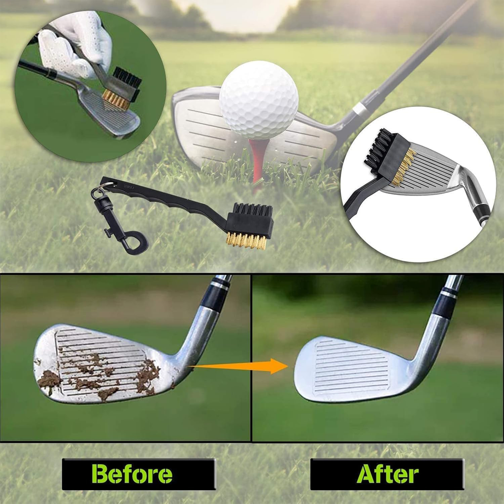 Dual-Sided Copper Golf Cleaning Brush