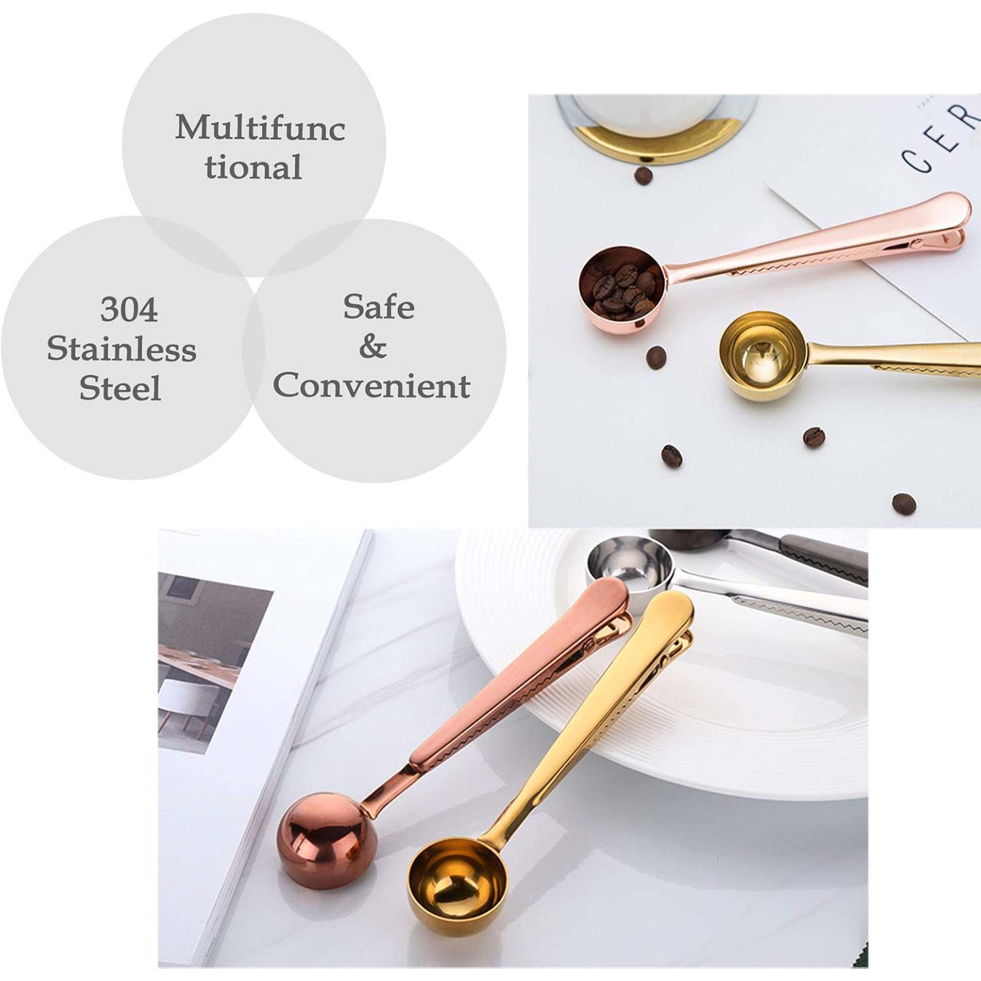 Multi-Use Steel Coffee Scoop Clip