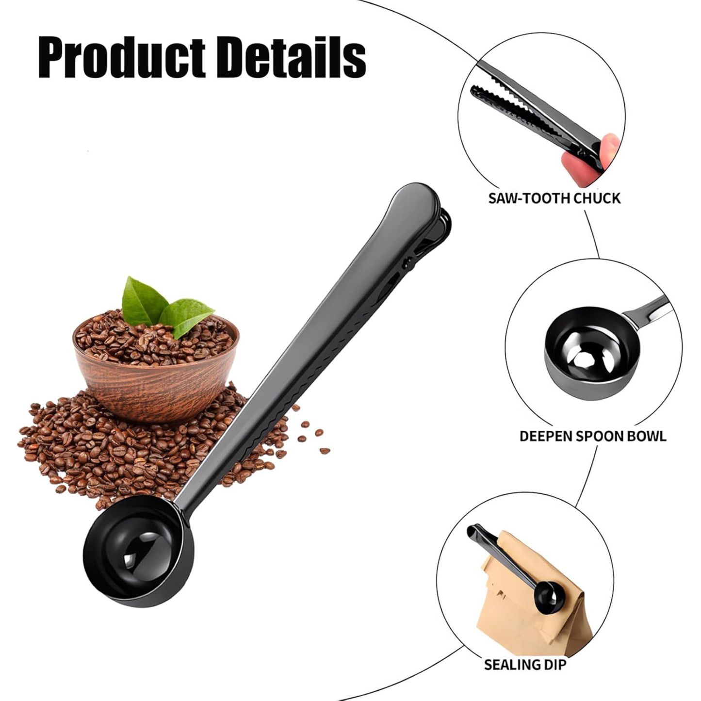 Multi-Use Steel Coffee Scoop Clip