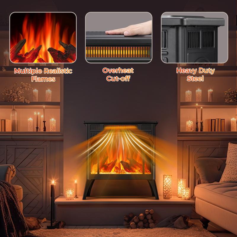 🔗Electric Infrared Quartz Fireplace Stove with 3D Flame Effect