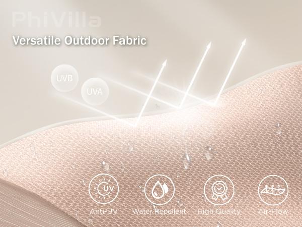 Product Introduction of PHI VILLA 15ft Double-Sided Patio Umbrella with Crank & LED Lights - Extra Large Steel Frame, Water-Resistant, UV Protection, Metal Base Included, Modern Decorative Lighting 14