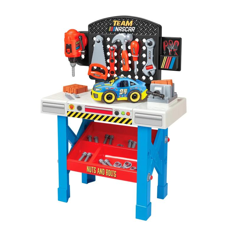[BFCM] Marvel Spider-Man | Spidey and His Amazing Friends | Team Nascar Pit Stop Tool Bench Playset - Pretend Play & Real Tool Fun for Kids Age 4+; Official Licensed