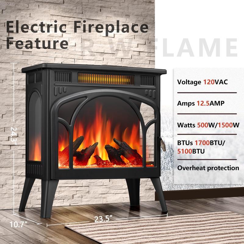 🔗Electric Infrared Quartz Fireplace Stove with 3D Flame Effect