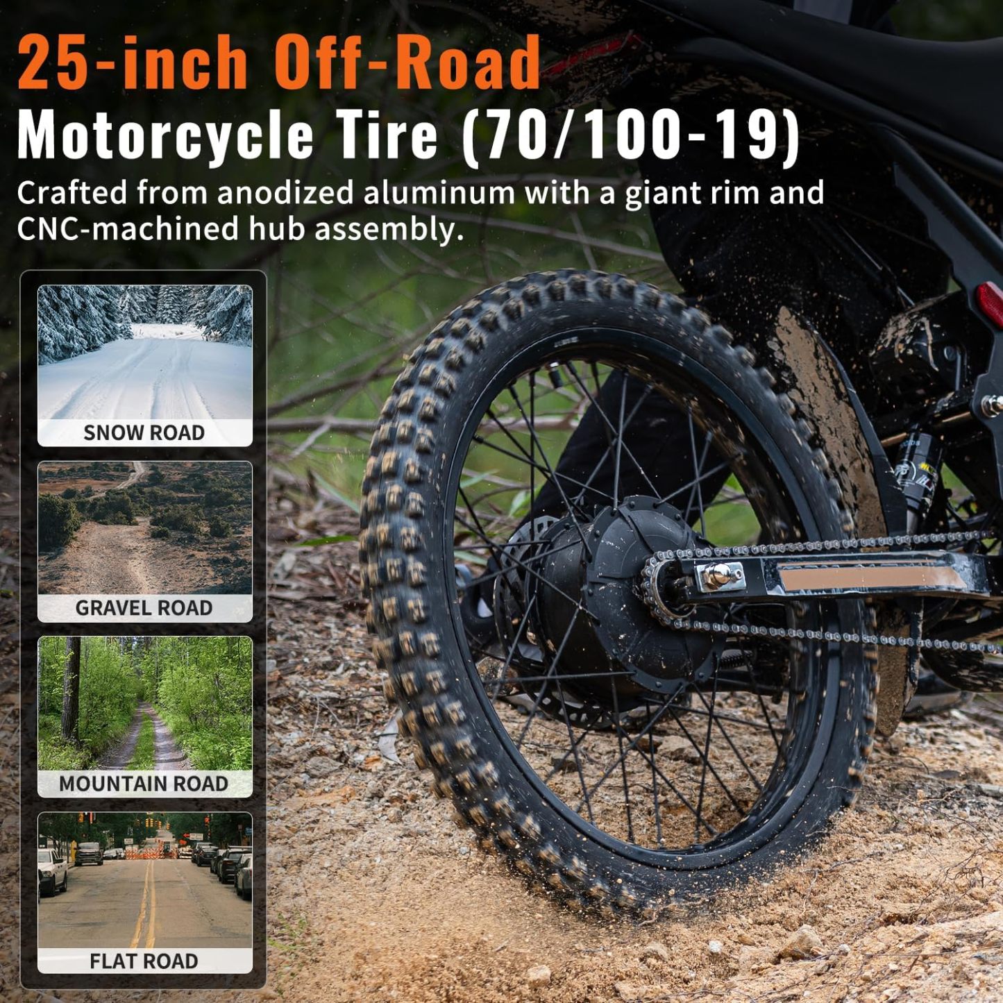 GT73 PRO/GT73 Electric Dirt Bike for Adults, 50MPH 60V 3000W / 37MPH 48V 2400W, 1747Wh/2160Wh Dual Battery Ebike Up to 85 Miles, 25" Motorcycle Tire, UL2849 All Terrain E Bike Full Suspension