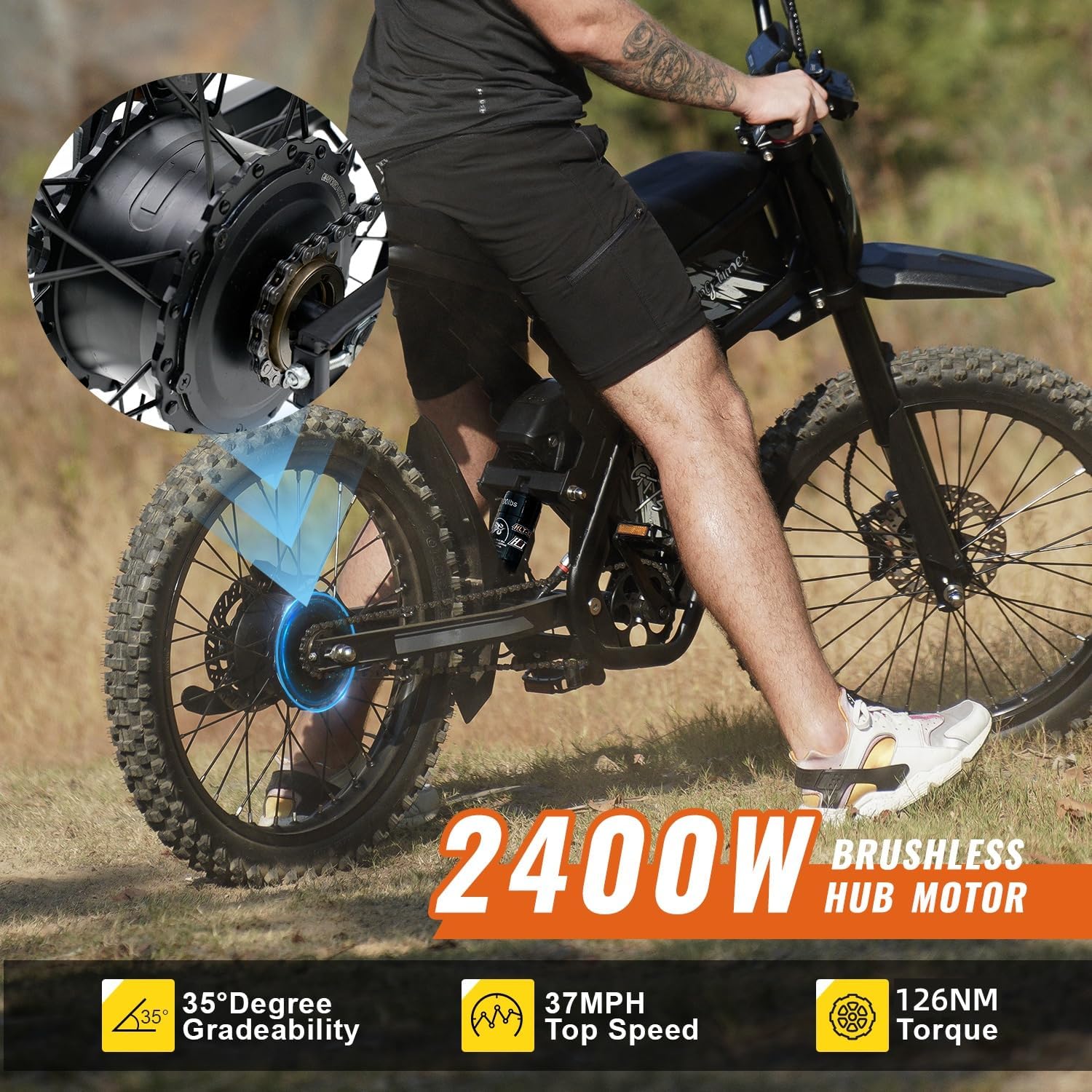 GT73 PRO/GT73 Electric Dirt Bike for Adults, 50MPH 60V 3000W / 37MPH 48V 2400W, 1747Wh/2160Wh Dual Battery Ebike Up to 85 Miles, 25" Motorcycle Tire, UL2849 All Terrain E Bike Full Suspension