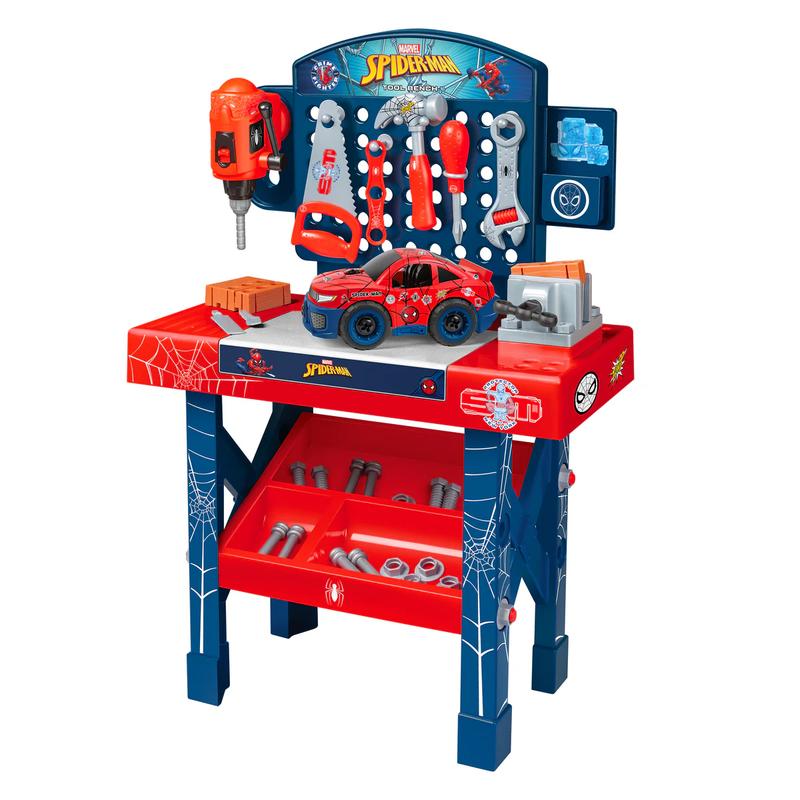 [BFCM] Marvel Spider-Man | Spidey and His Amazing Friends | Team Nascar Pit Stop Tool Bench Playset - Pretend Play & Real Tool Fun for Kids Age 4+; Official Licensed