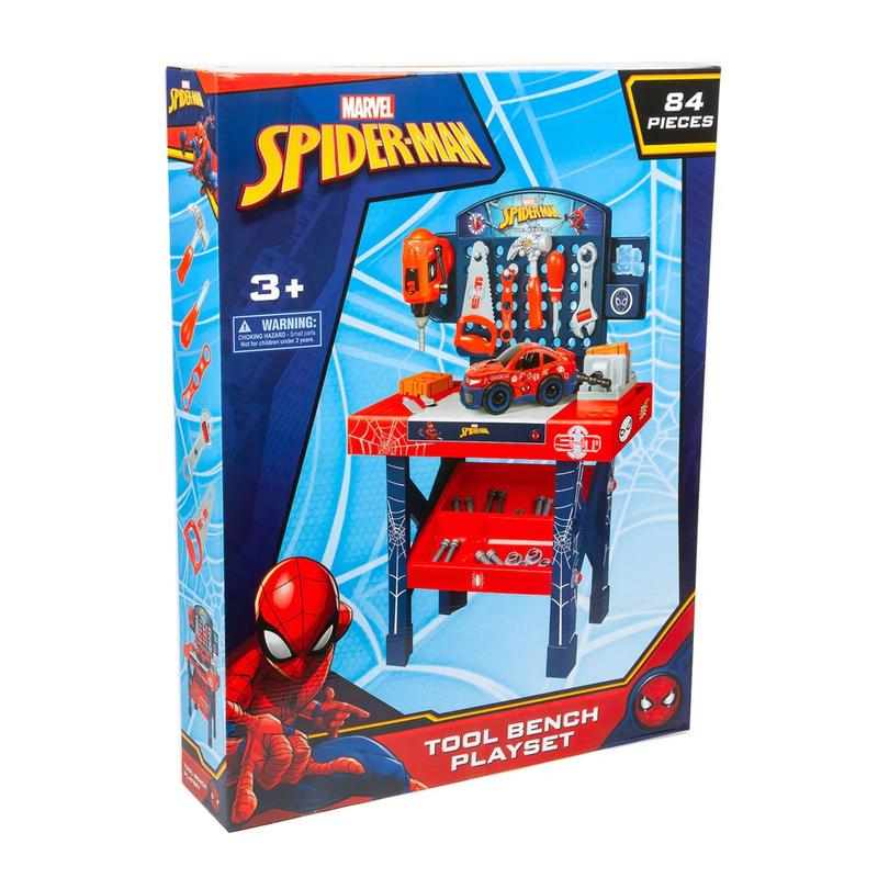 [BFCM] Marvel Spider-Man | Spidey and His Amazing Friends | Team Nascar Pit Stop Tool Bench Playset - Pretend Play & Real Tool Fun for Kids Age 4+; Official Licensed