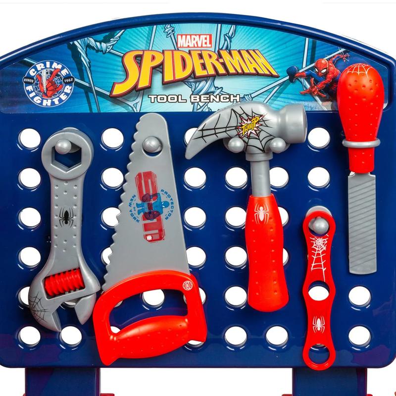 [BFCM] Marvel Spider-Man | Spidey and His Amazing Friends | Team Nascar Pit Stop Tool Bench Playset - Pretend Play & Real Tool Fun for Kids Age 4+; Official Licensed