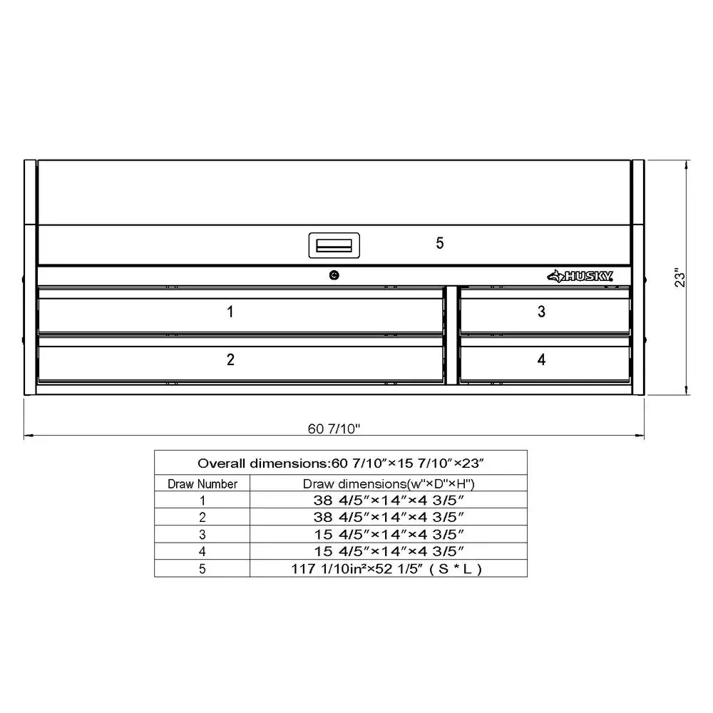 61 IN. W X 15.8 IN. D 4-DRAWER TOOL CHEST WITH POWER STRIP IN BLACK-Kikonat