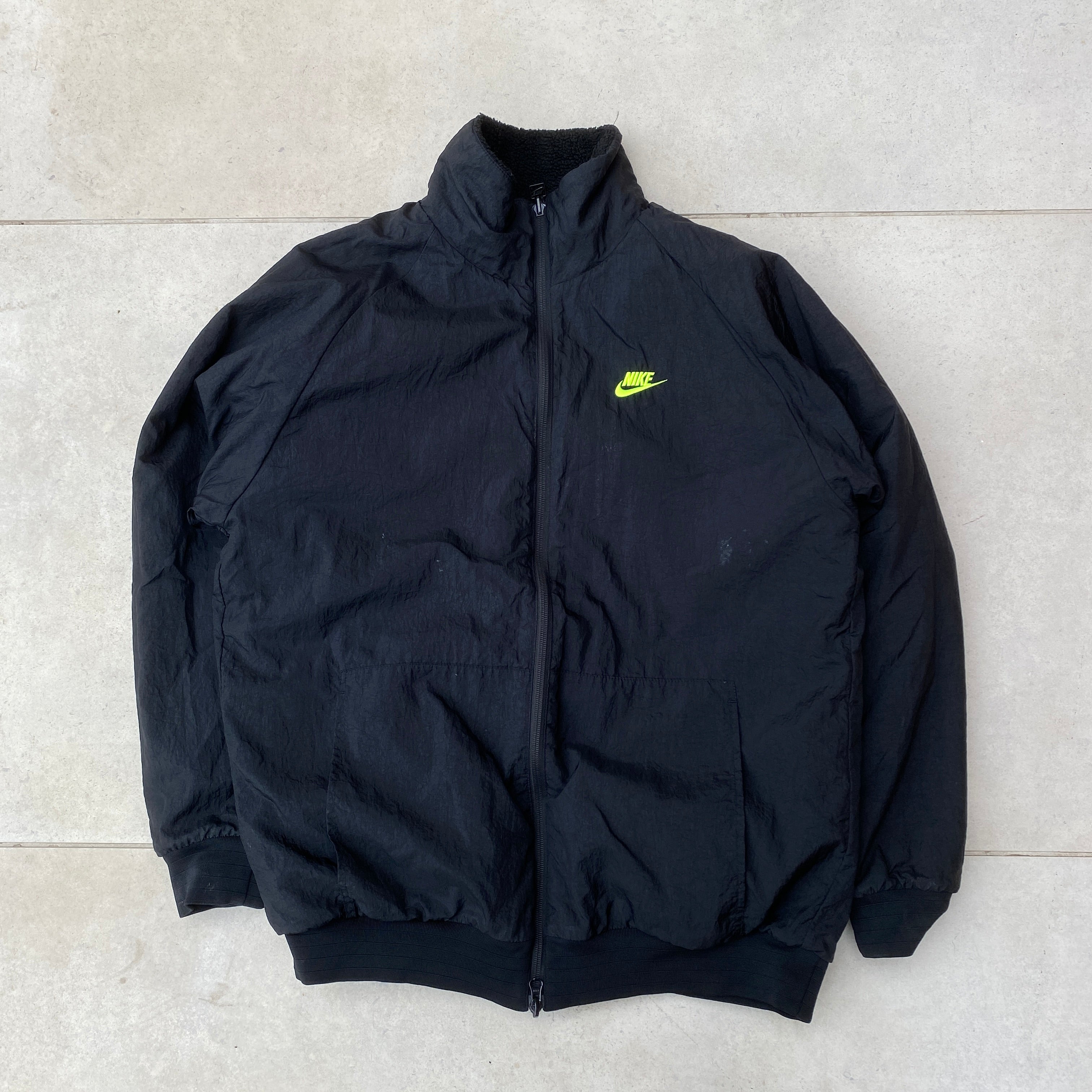 00s Reversible Fleece Coat Jacket Black-Kikonat