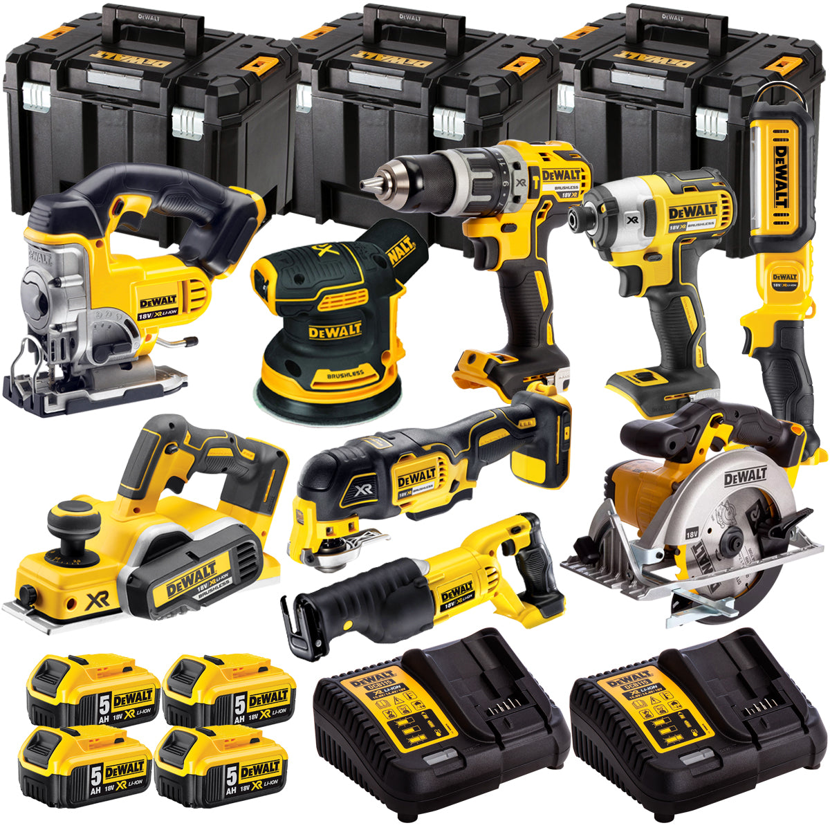 18V 9 Piece Power Tool Kit with 4 x 5.0Ah Batteries T4TKIT-500-Kikonat