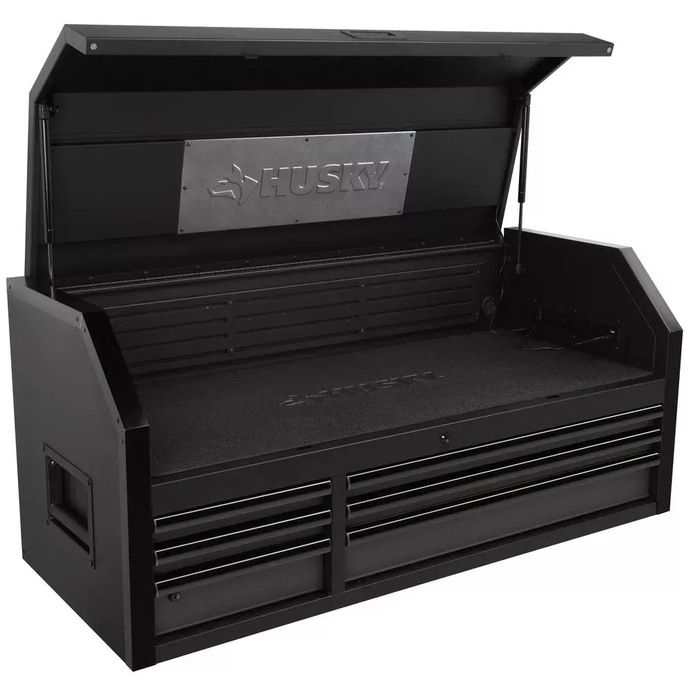 INDUSTRIAL 52 IN. W X 21.5 IN. D 6-DRAWER MATTE BLACK TOP TOOL CHEST WITH PULL-OUT WORK SURFACE AND LED LIGHT-Kikonat