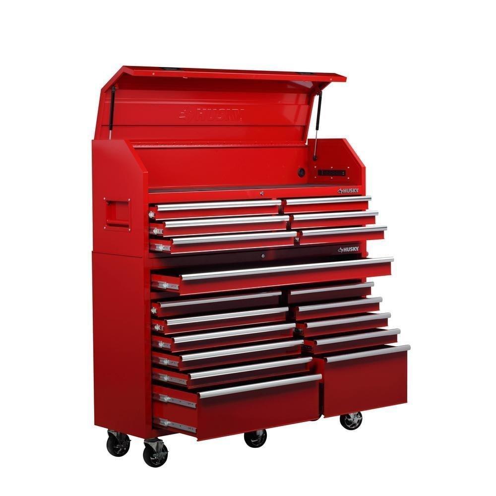 61 in. W 18-Drawer Combination Tool Chest and Rolling Cabinet Set in Gloss Red-Kikonat