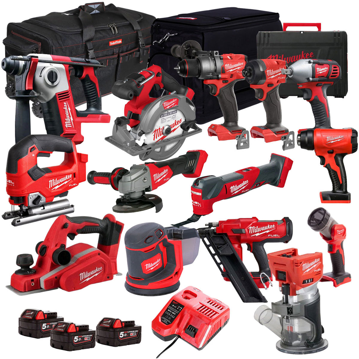 MW 18V 14 Piece Power Tool Kit with 3 x 5.0Ah Batteries T4TM-50-Kikonat