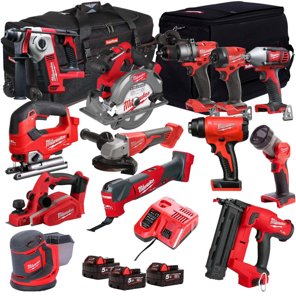 MW 18V 13 Piece Power Tool Kit with 3 x 5.0Ah Batteries T4TM-53-Kikonat