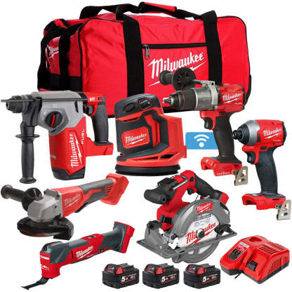 MW 18V 7 Piece Power Tool Kit with 3 x 5.0Ah Batteries T4TM-56-Kikonat