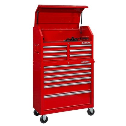 36 in. 12-Drawer Tool Chest and Cabinet combo in Gloss Red-Kikonat