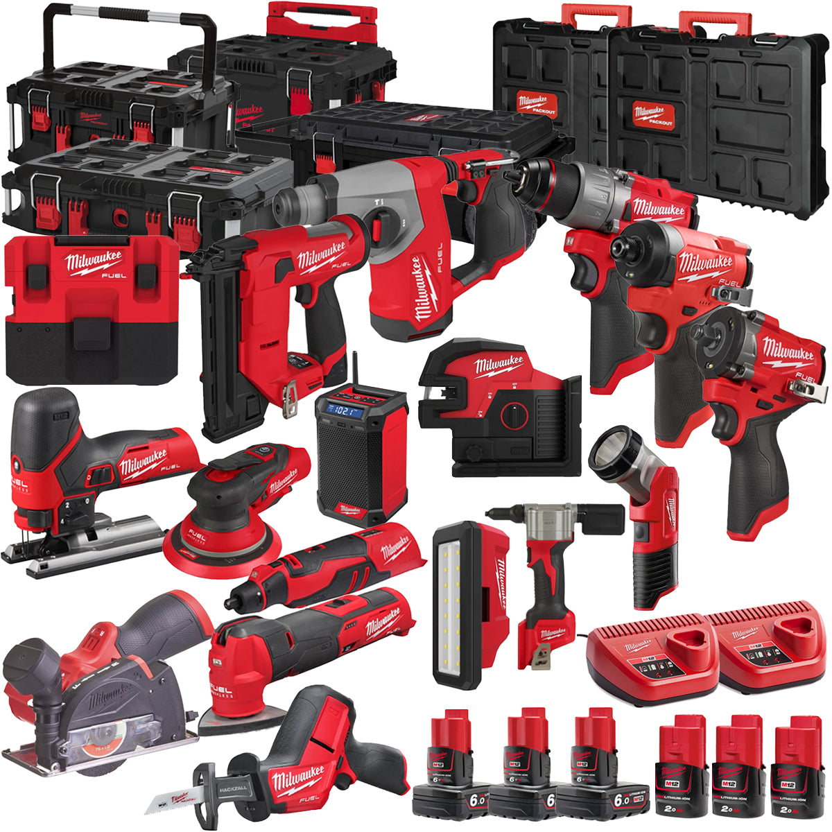 MW 12V 17 Piece Power Tool Kit with 6 x Batteries T4TKITM - 18466-Kikonat