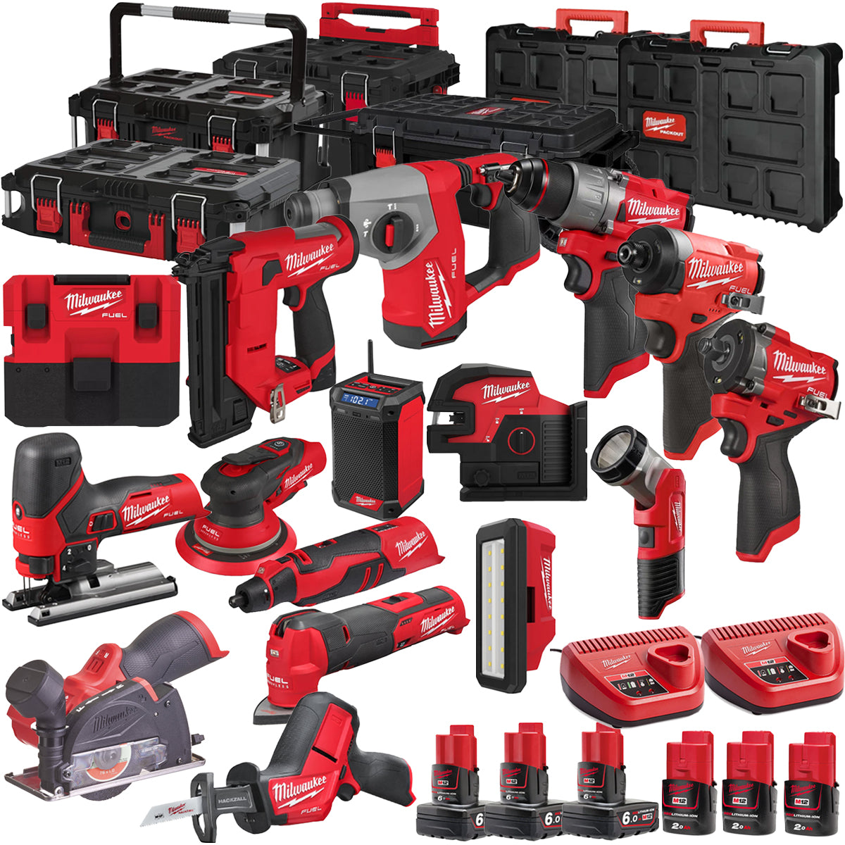 MW 12V 16 Piece Power Tool Kit with 6 x Batteries T4TKITM - 18467-Kikonat