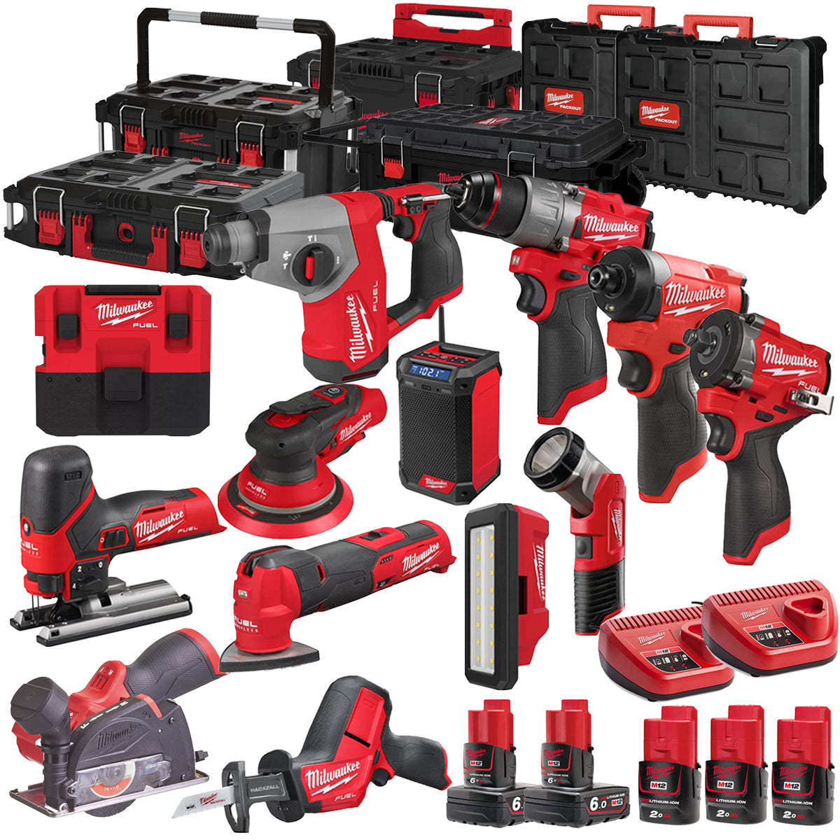 MW 12V 13 Piece Power Tool Kit with 5 x Batteries T4TKITM - 18470-Kikonat