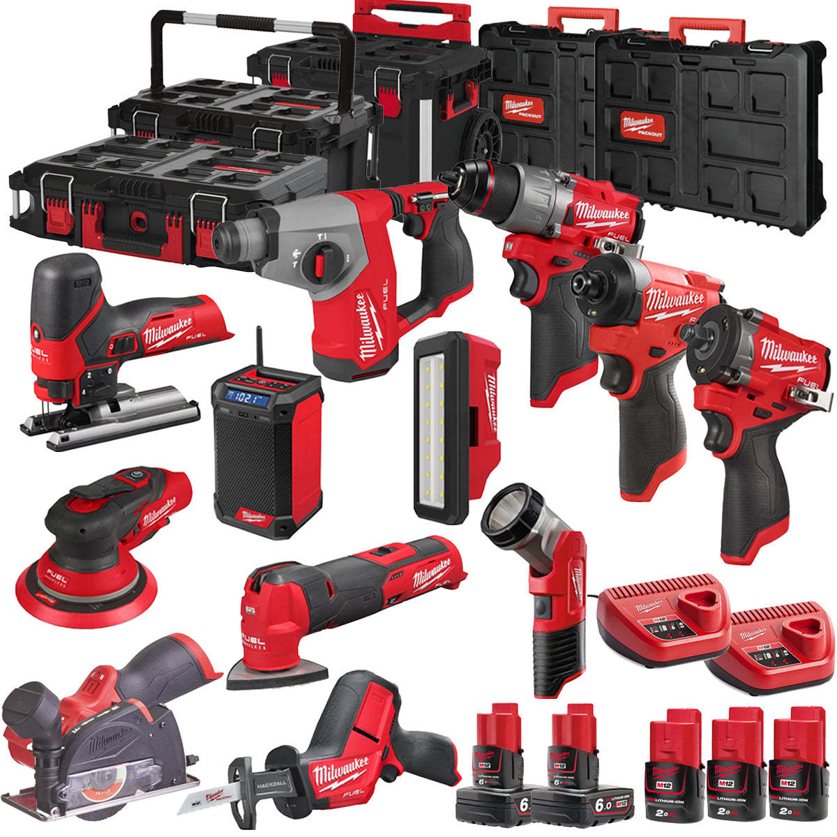 MW 12V 12 Piece Power Tool Kit with 5 x Batteries T4TKITM - 18471-Kikonat