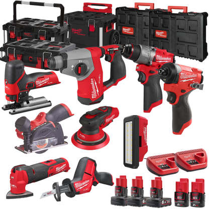 MW 12V 9 Piece Power Tool Kit with 5 x Batteries T4TKITM - 18474-Kikonat