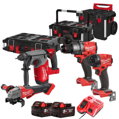 MW 18V 4 Piece Power Tool Kit with 2 x 5.0Ah Batteries T4TKITM - 18475-Kikonat
