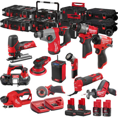MW 12V 12 Piece Power Tool Kit with 4 x Batteries T4TKITM - 18485-Kikonat