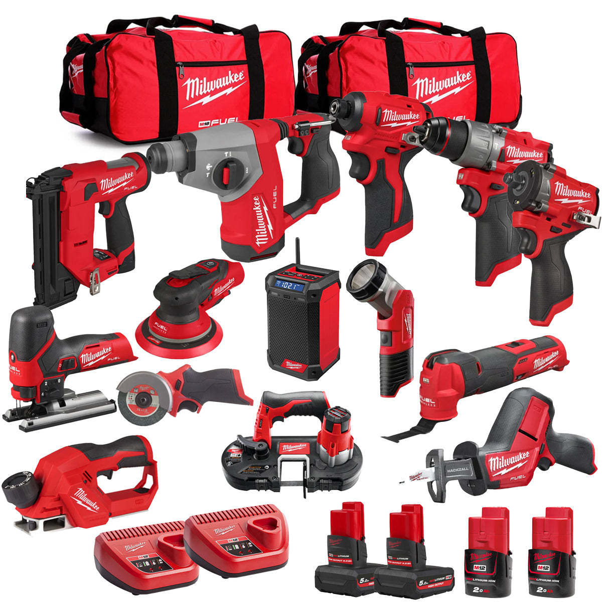 MW 12V 14 Piece Power Tool Kit with 4 x Batteries T4TKITM - 18487-Kikonat