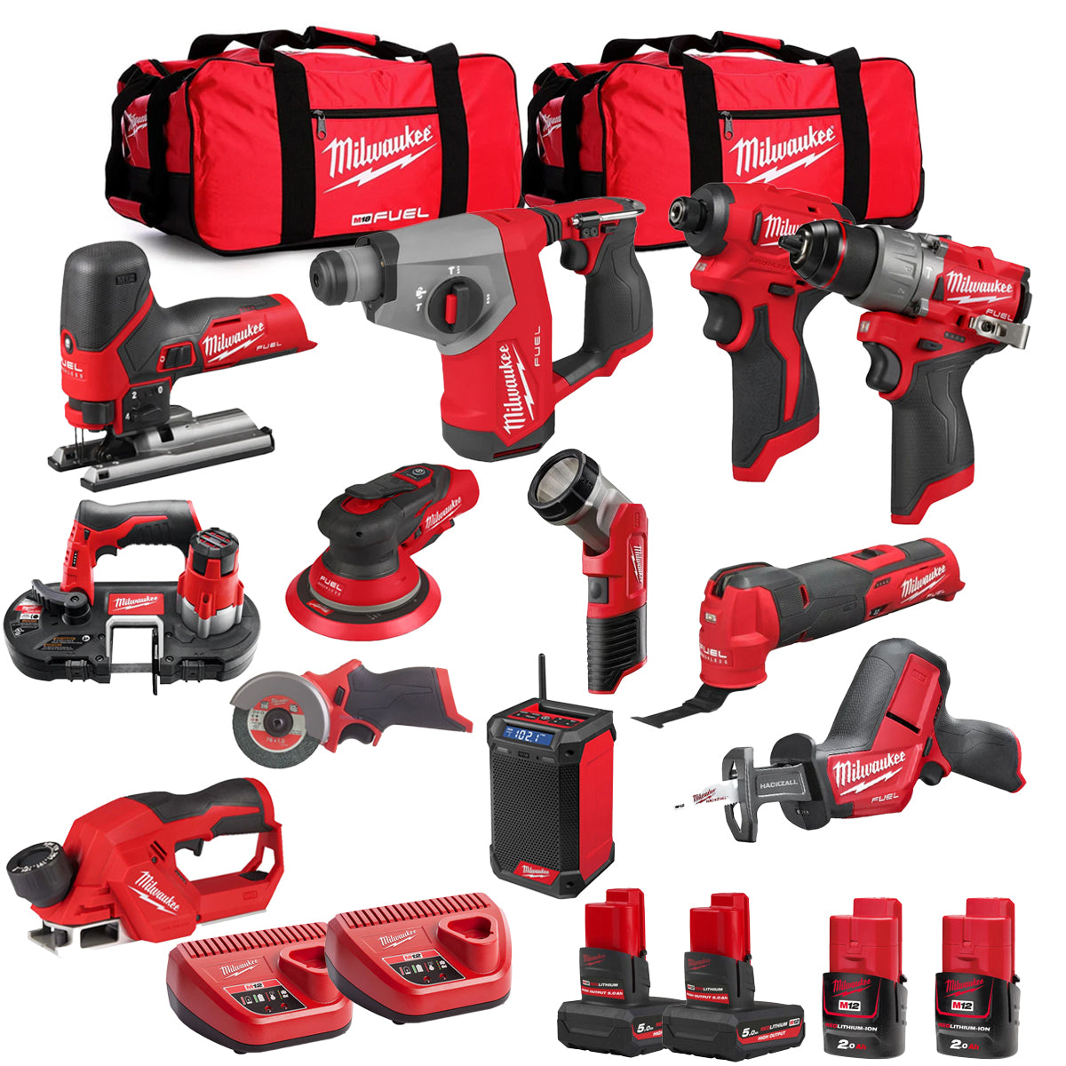 MW 12V 12 Piece Power Tool Kit with 4 x Batteries T4TKITM - 18491-Kikonat