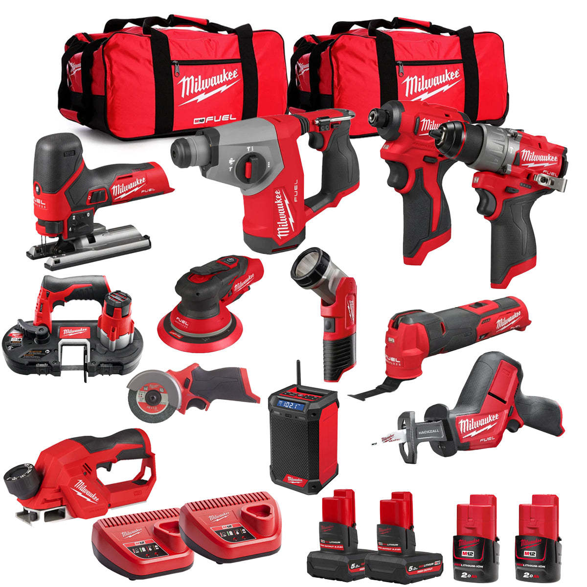 MW 12V 12 Piece Power Tool Kit with 4 x Batteries T4TKITM - 18491-Kikonat