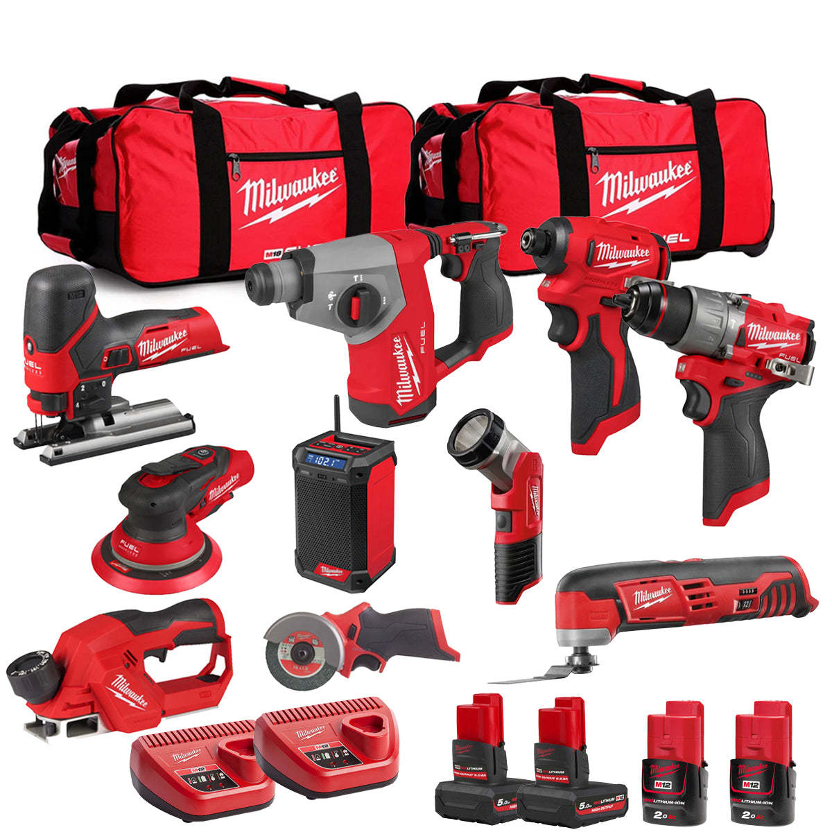 MW 12V 10 Piece Power Tool Kit with 4 x Batteries T4TKITM - 18492-Kikonat