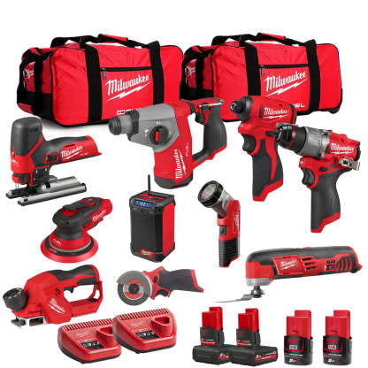 MW 12V 10 Piece Power Tool Kit with 4 x Batteries T4TKITM - 18492-Kikonat