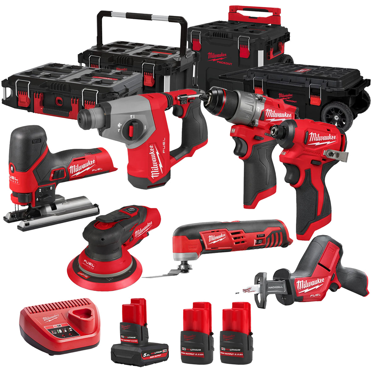 MW 12V 7 Piece Power Tool Kit with 3 x Batteries T4TKITM - 18495-Kikonat