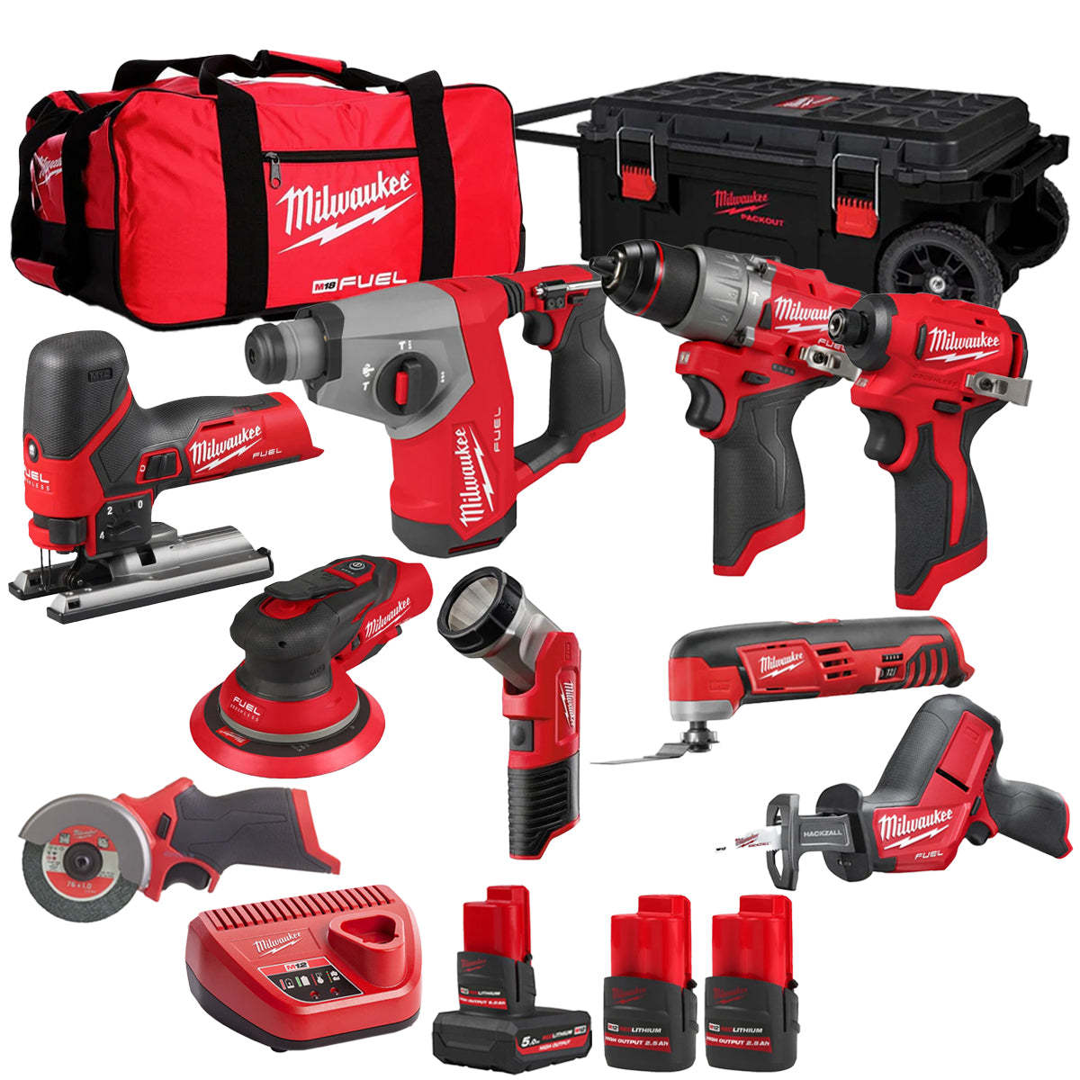 MW 12V 9 Piece Power Tool Kit with 3 x Batteries T4TKITM - 18498-Kikonat