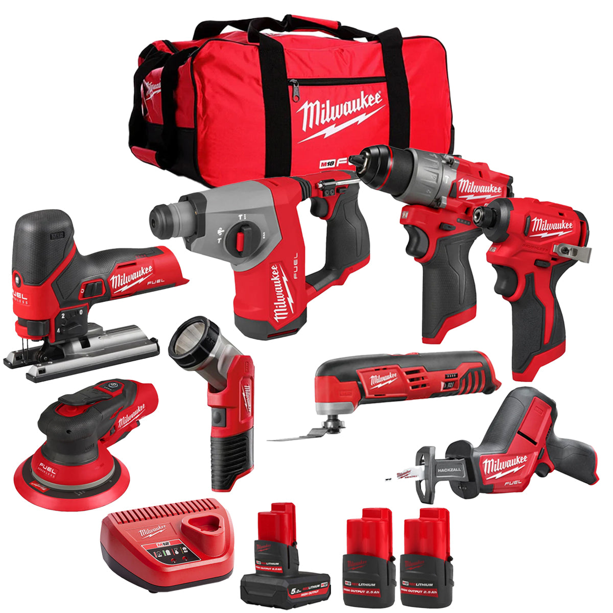 MW 12V 8 Piece Power Tool Kit with 3 x Batteries T4TKITM - 18499-Kikonat