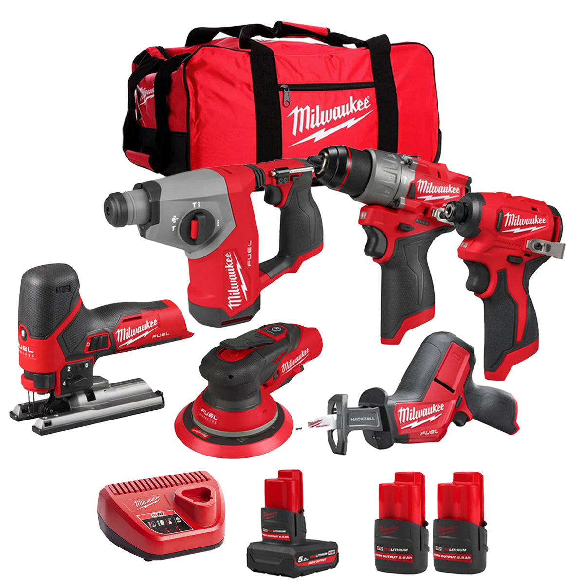 MW 12V 6 Piece Power Tool Kit with 3 x Batteries T4TKITM - 18500-Kikonat