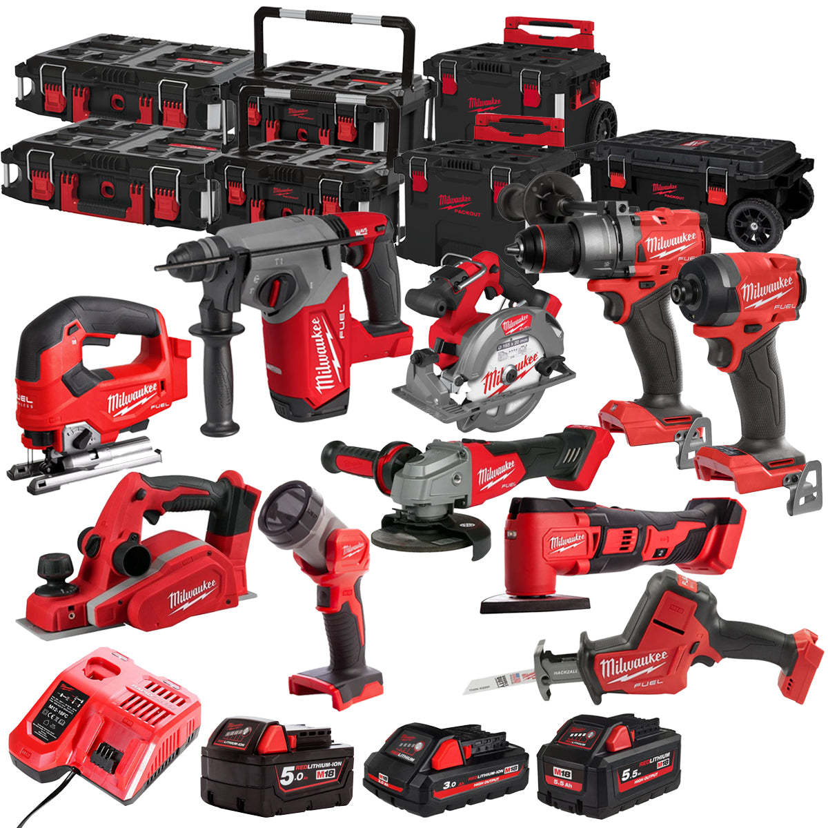 MW 18V 10 Piece Power Tool Kit with 3 x Batteries T4TKITM - 18503-Kikonat