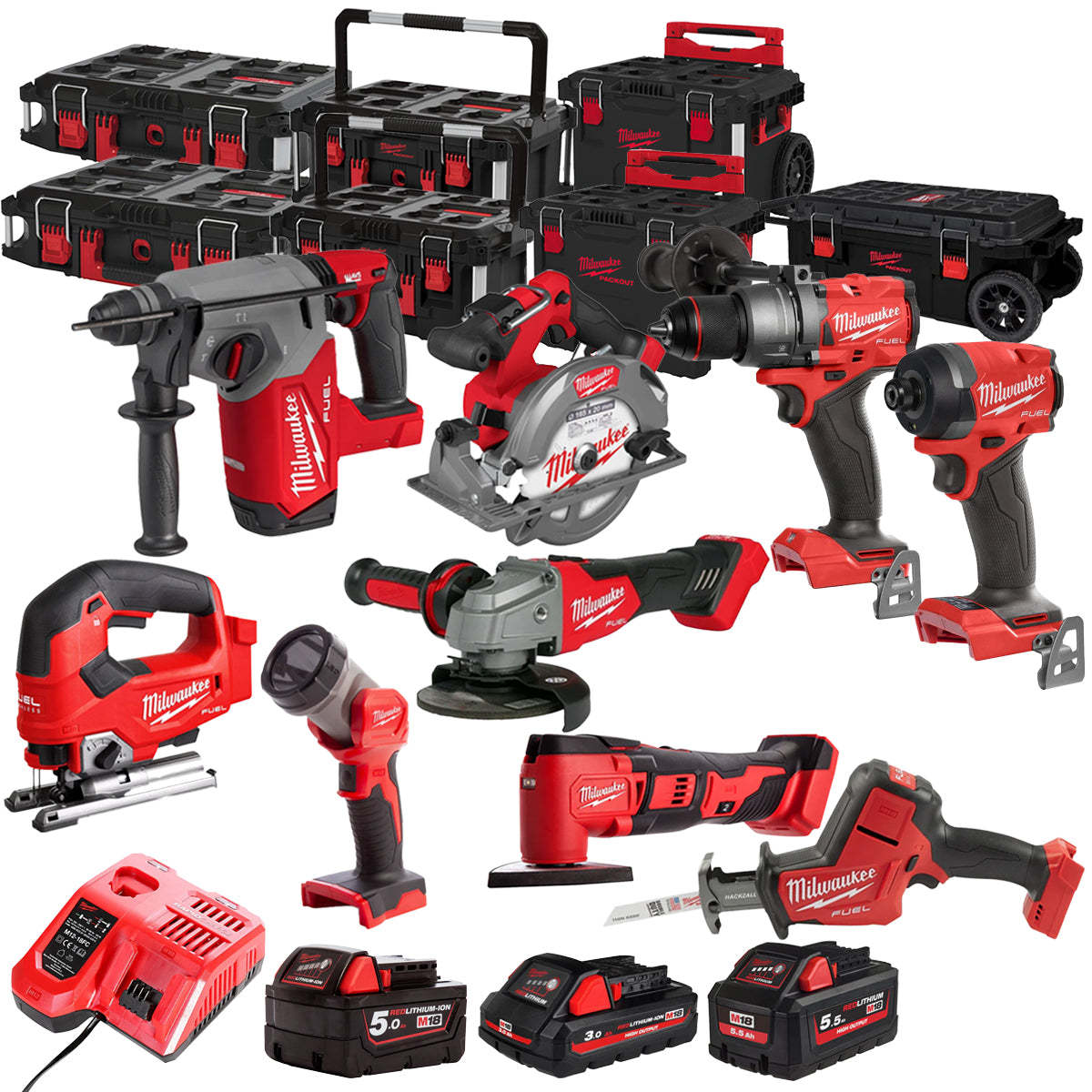 MW 18V 9 Piece Power Tool Kit with 3 x Batteries T4TKITM - 18504-Kikonat