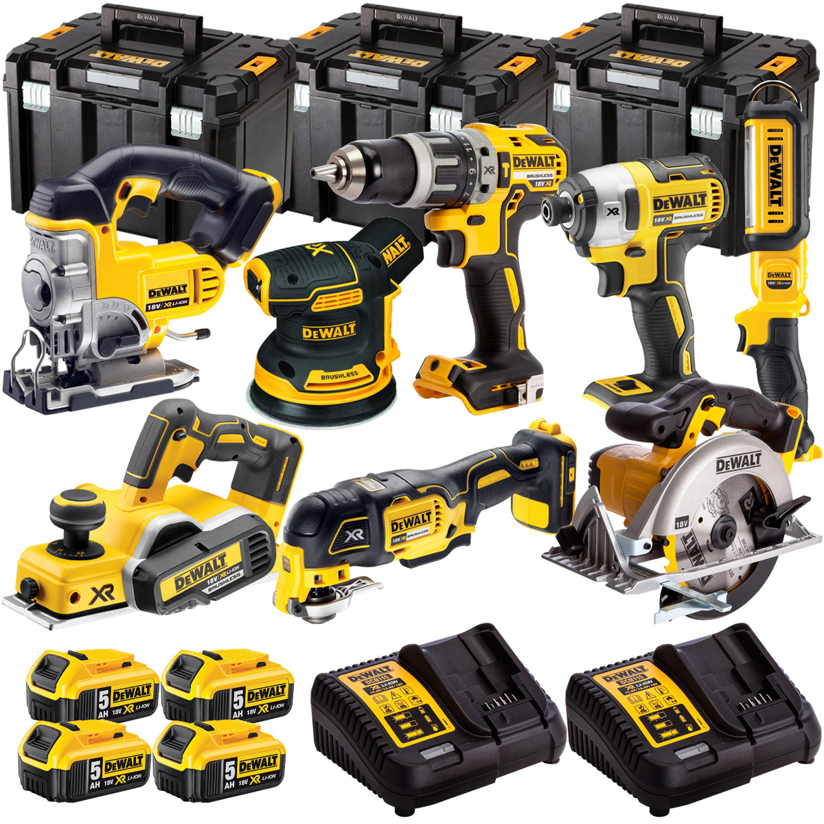 18V 8 Piece Power Tool Kit with 4 x 5.0Ah Batteries T4TKIT-498-Kikonat