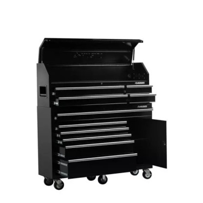 61 IN. W 10-DRAWER 1-DOOR COMBINATION TOOL CHEST AND ROLLING CABINET SET IN GLOSS BLACK-Kikonat