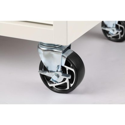 46 in. W x 24.5 in. D 9-Drawer Gloss White Deep Tool Chest Mobile Workbench with Hardwood Top-Kikonat