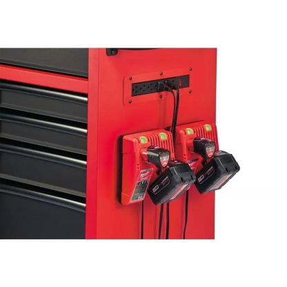 46 IN. 16-DRAWER STEEL TOOL CHEST AND ROLLING CABINET SET, TEXTURED RED AND BLACK MATTE-Kikonat