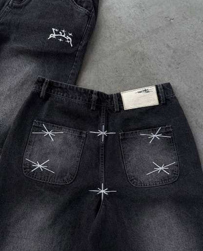 WASHED BLACK DENIM JORT-Kikonat
