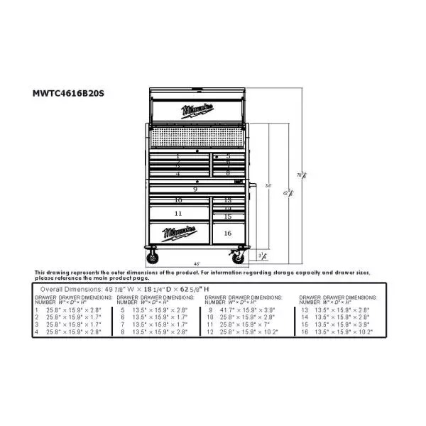 46 IN. 16-DRAWER STEEL TOOL CHEST AND ROLLING CABINET SET, TEXTURED RED AND BLACK MATTE-Kikonat