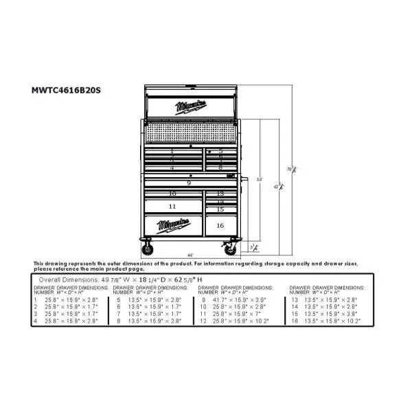 46 IN. 16-DRAWER STEEL TOOL CHEST AND ROLLING CABINET SET, TEXTURED RED AND BLACK MATTE-Kikonat