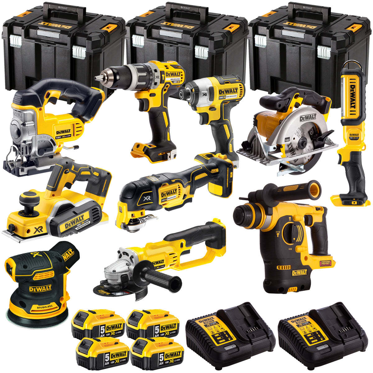 18V 10 Piece Power Tool Kit with 4 x 5.0Ah Batteries T4TKIT-494-Kikonat