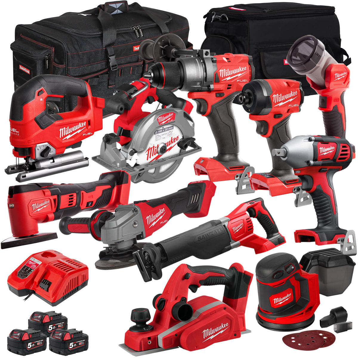 MW 18V 11 Piece Power Tool Kit with 3 x 5.0Ah Batteries T4TKITM-77-Kikonat